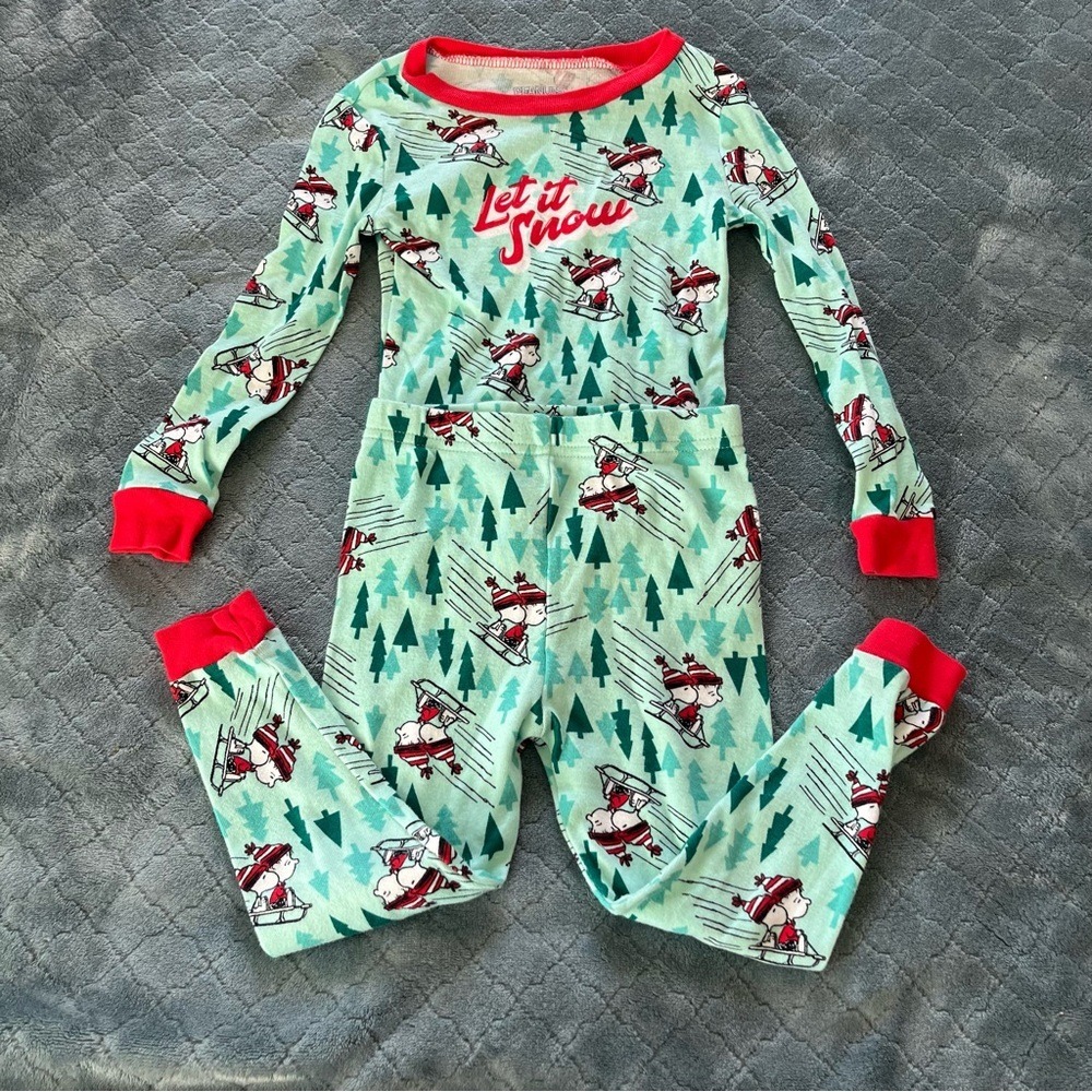 Peanuts Snoopy Let It Snow‎ Pajamas Set Kids Size 4T Long Sleeve Pants